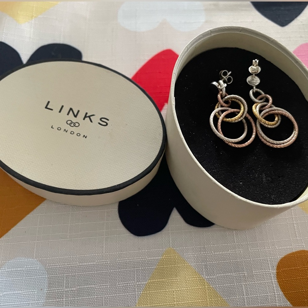 Vintage Links London 3 tone Intertwined Earrings